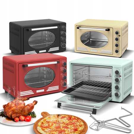 Outlet Retro piekarnik elektryczny TurboTronic termoobieg rożno 45L 2000W Czarny