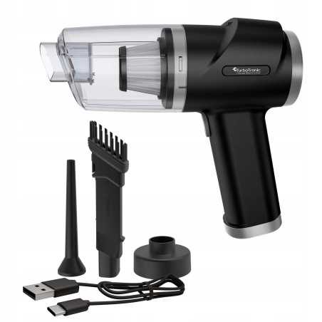Outlet Odkurzacz ręczny samochodowy TurboTronic 2w1 dmuchawa do auta domu LED 5kpa gniazdo USB C Srebrny