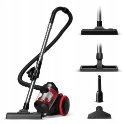 Outlet Odkurzacz tradycyjny TurboTronic bezworkowy cyklonowy mocny szczotka do paneli 700w Czerwony