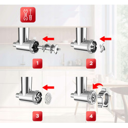 Outlet Maszynka do mielenia mięsa TurboTronic do kiełbasy pierników ciastek akcesoria 3 sita moc 2000W Czarna