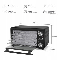 Outlet Suszarka spożywcza do grzybów i owoców TurboTronic TT-FD14 dehydrator 14L 350W 30-80°C czarna