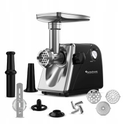 Outlet Maszynka do mielenia mięsa TurboTronic do kiełbasy pierników ciastek akcesoria 3 sita moc 2000W Czarna