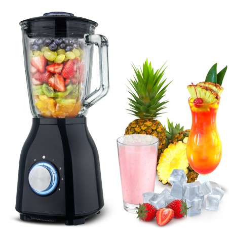 Blender kielichowy TurboTronic szklany max 1400W kruszy lód poj. 1,5L Czarny TT-BG6 BLACK