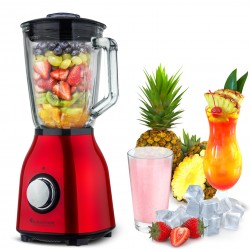 Blender kielichowy TurboTronic szklany max 1400W kruszy lód poj. 1,5L Czerwony TT-BG6 RED